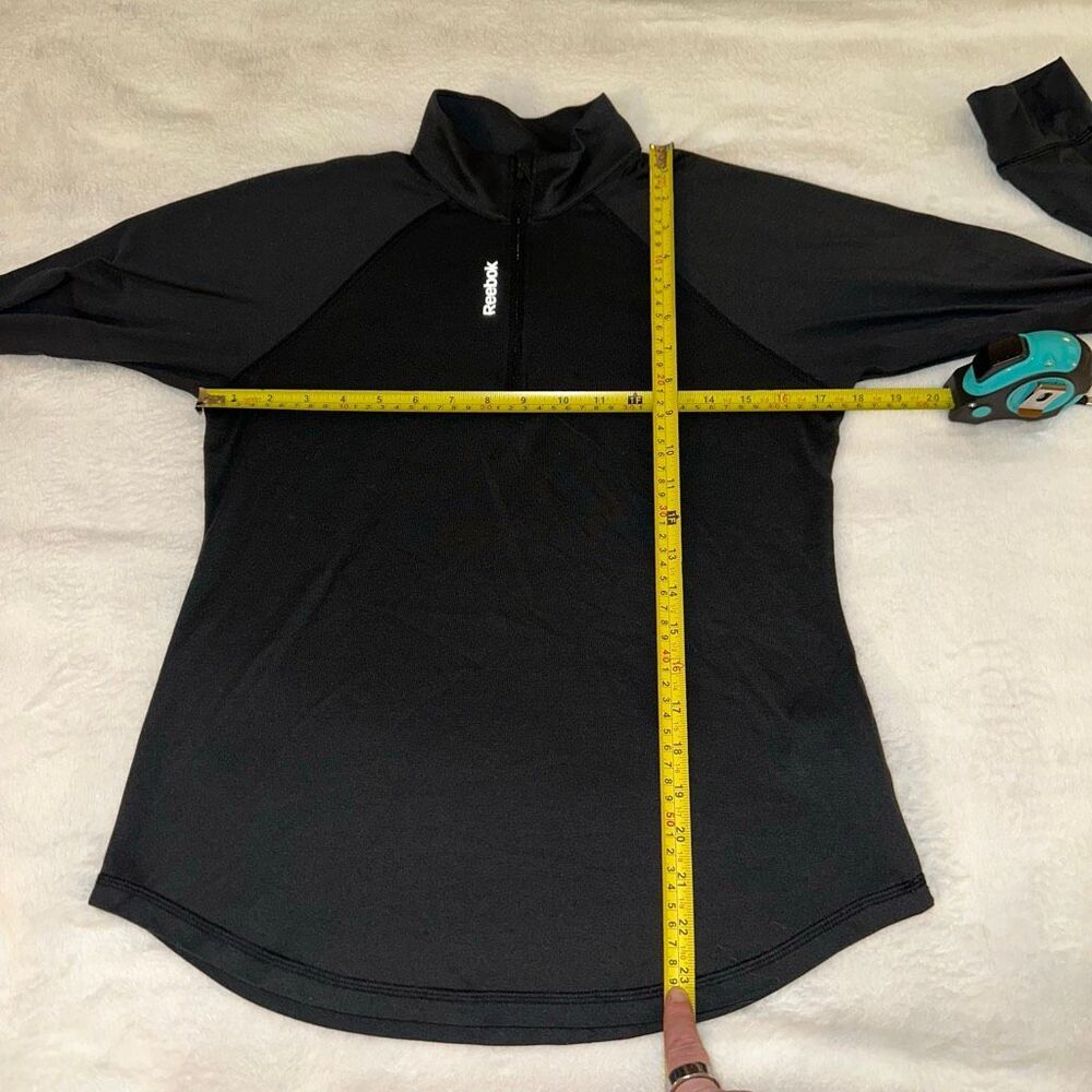 Reebok Women’s Small Athletic Long Sleeve Quarter Zip Pullover Black Gently Worn - Picture 6 of 7
